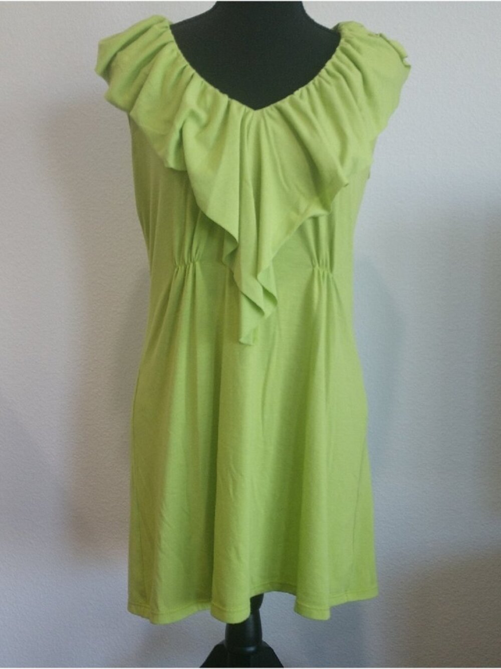 Ruffle-Front Lime Green Mini Dress